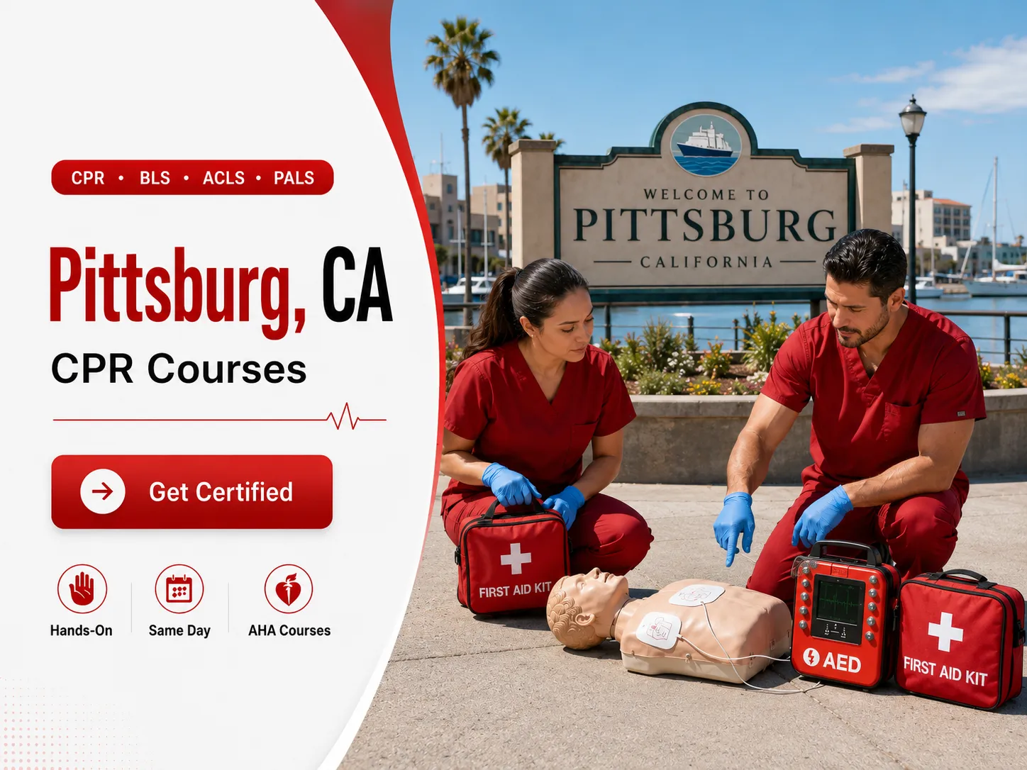 BLS provider certification training with instructor in Pittsburg, CA