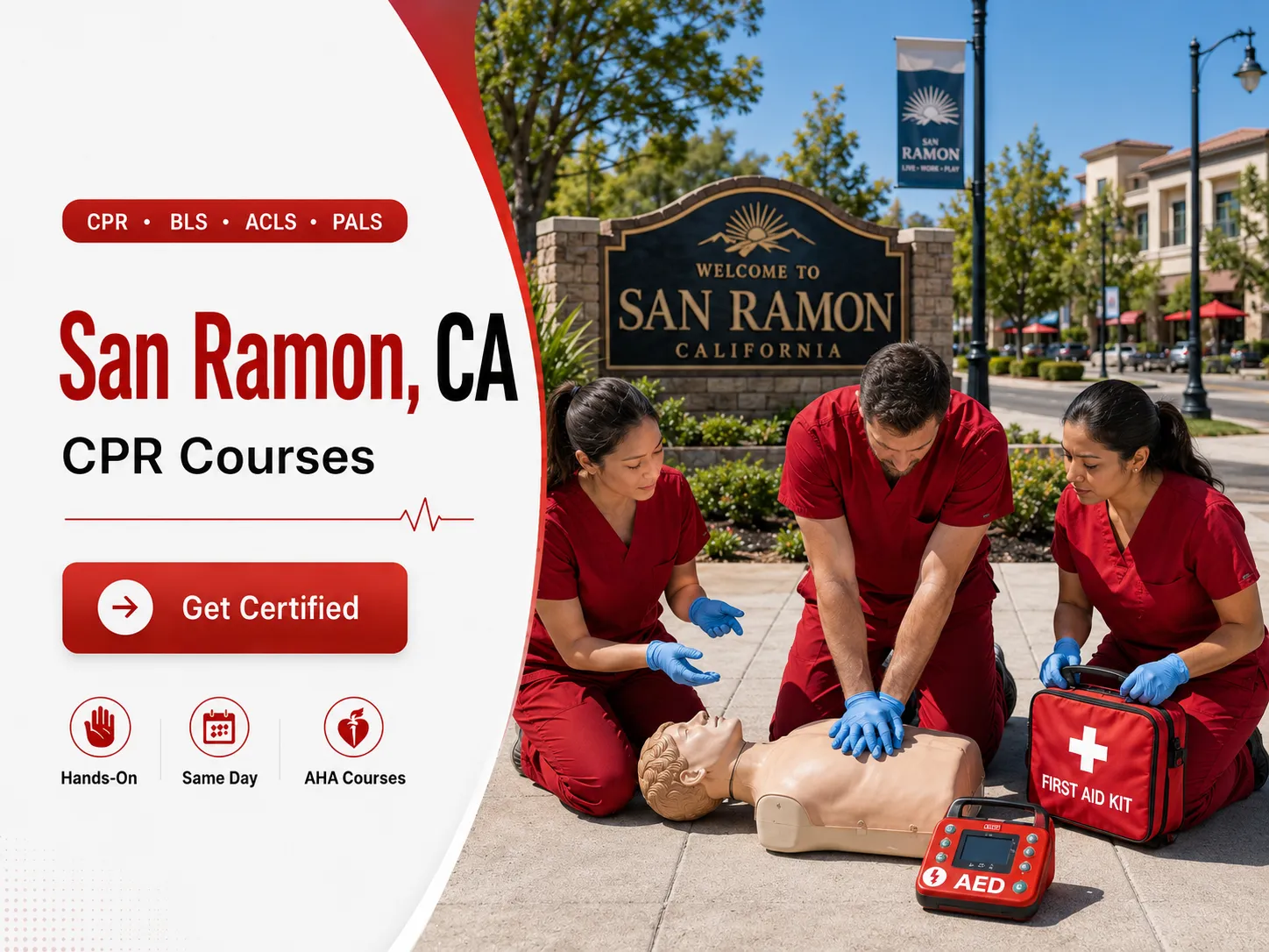 CPR skills practice with AHA-certified trainer in San Ramon, CA