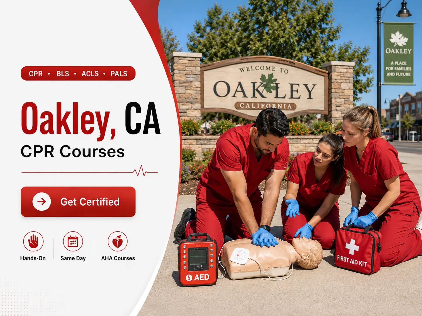 Hands-on CPR rescue breathing practice in Oakley, CA class